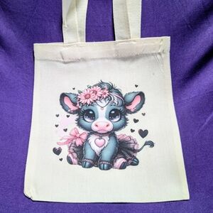 Cute Floral Tutu Cow Tote Bag